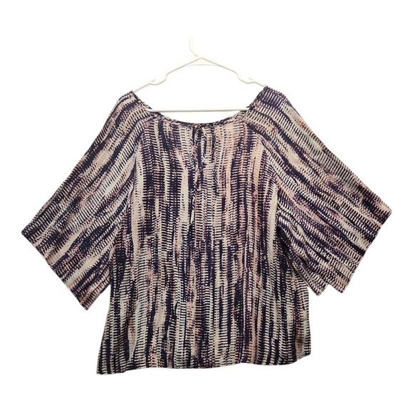 Nic + Zoe Blouse Boho Keyhole Blue Pink XL Womens Silk Blend Casual - Picture 14 of 16